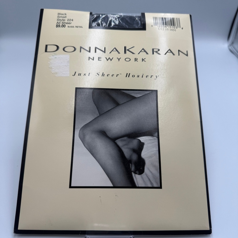 Vintage Donna‎ Karan Just Sheer Hosiery Black Small Style 224